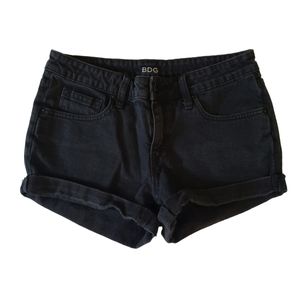 BDG Mid Rise Shortie Shorts Size 27 Black Cuffed Jean Denim Jeans